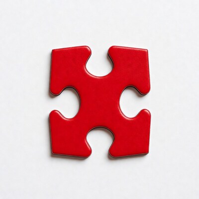 Red puzzle piece on white background