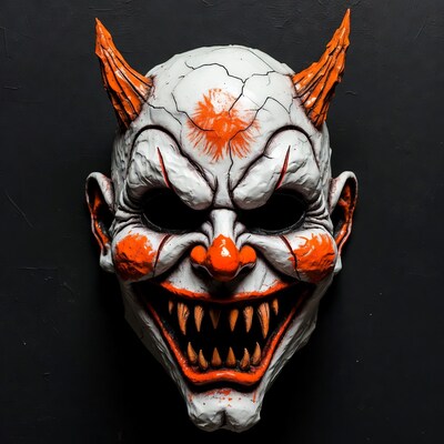 Demon Clown Mask with Horns