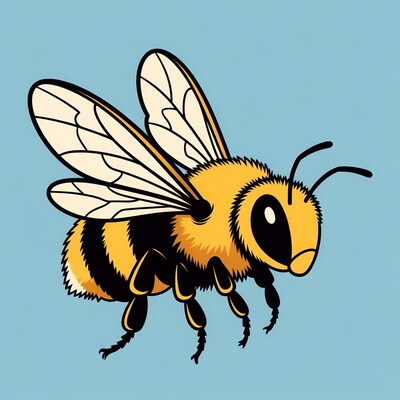 Cartoon honey bee flying