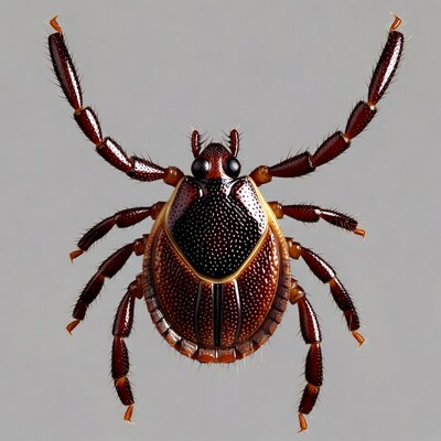 Red-brown spider on gray background
