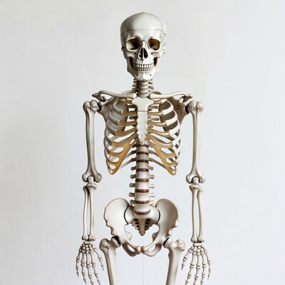 Human skeleton on white background