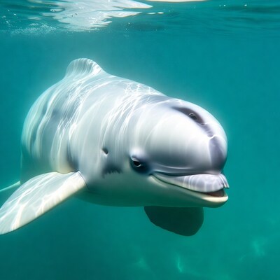 Beluga Whale Swimming Underwater