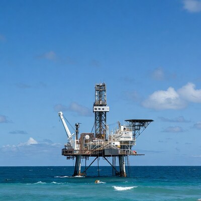 Offshore oil rig in ocean