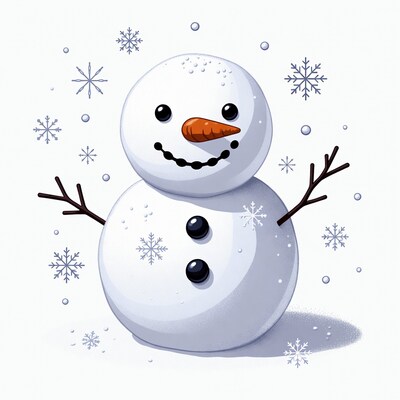 Smiling Snowman with Snowflakes