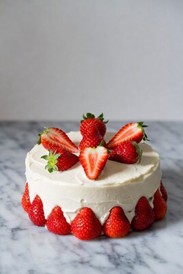Strawberry Cream Cake on Marble