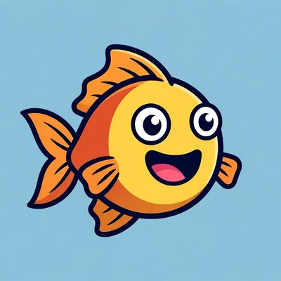 Happy cartoon goldfish smiling