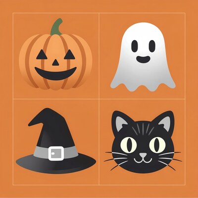 Halloween Icons: Pumpkin Ghost Witch Cat