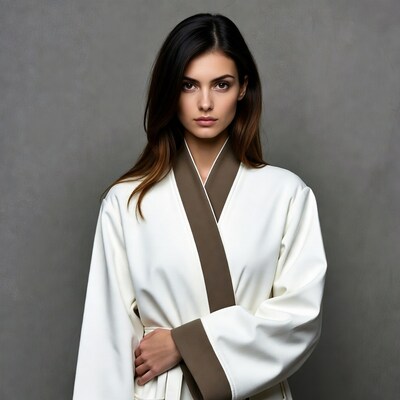 Woman in white kimono robe