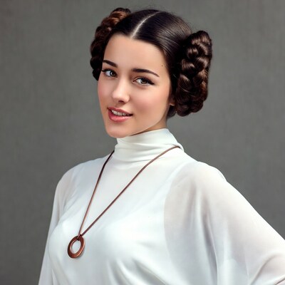 Woman with Princess Leia buns