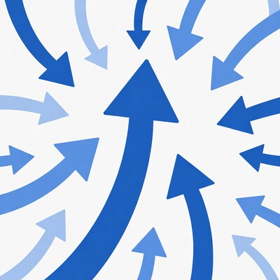 Blue arrows radiating outward