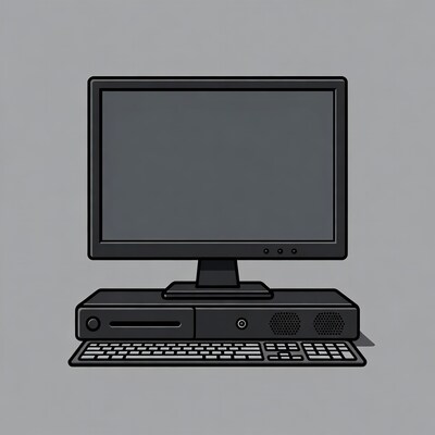 Desktop computer with monitor and keyboard