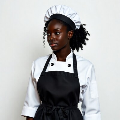 African-American woman in chef uniform