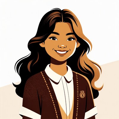 Smiling Asian girl in school uniform