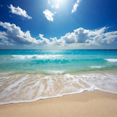 Turquoise Ocean Waves on Sandy Beach