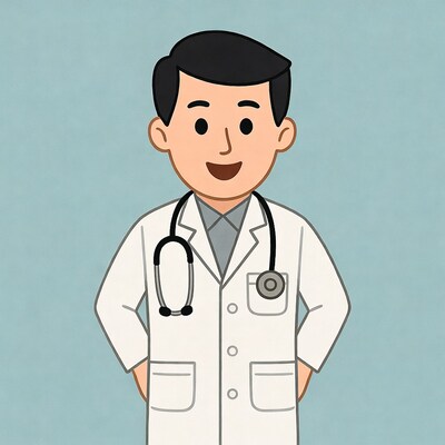 Smiling Asian male doctor illustration
