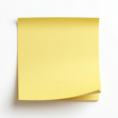 Yellow sticky note on white background