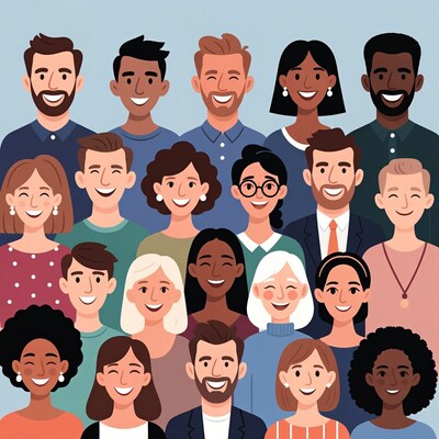Diverse smiling group illustration