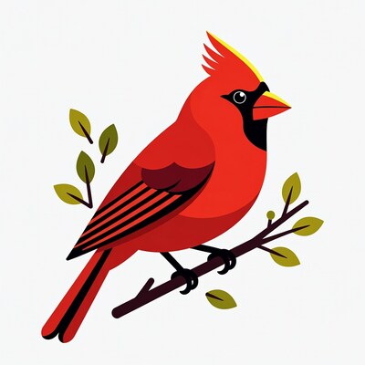 Red Cardinal Bird on Branch