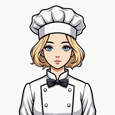 Blonde woman chef illustration