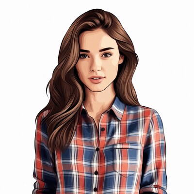 Woman in plaid shirt illustration