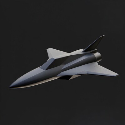 Low-poly fighter jet on black background
