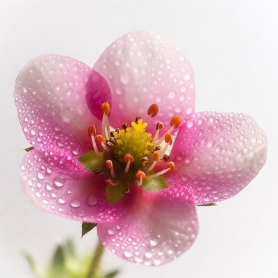 Pink flower with water droplets