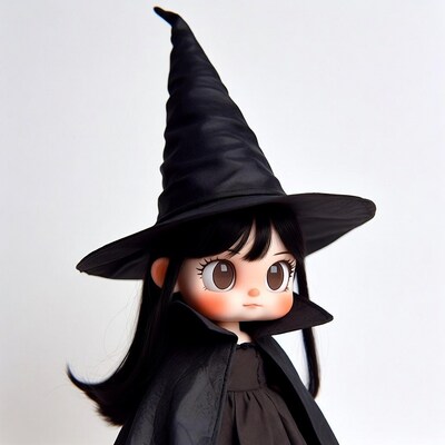 Chibi girl in black witch hat