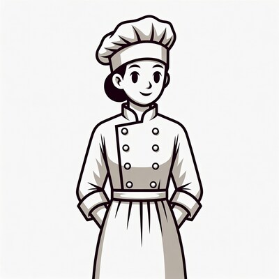 Cartoon Asian woman chef