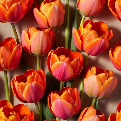 Orange Tulips with Green Stems