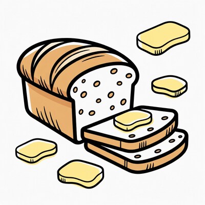 Sliced Bread with Butter Illustration