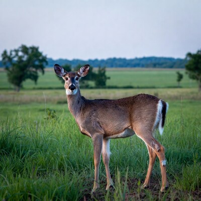 Doe standing in green field