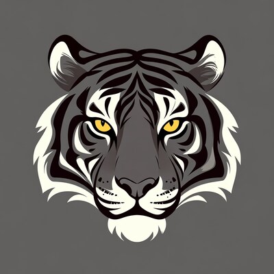 Black tiger face illustration