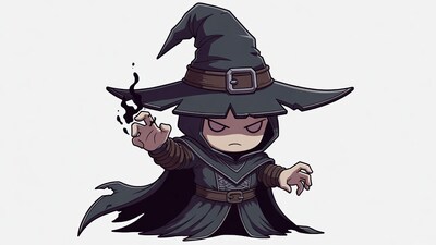 Chibi boy casting dark magic