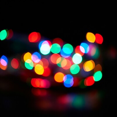 Colorful Bokeh Lights on Black Background