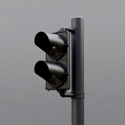 Black Traffic Light on Gray Background