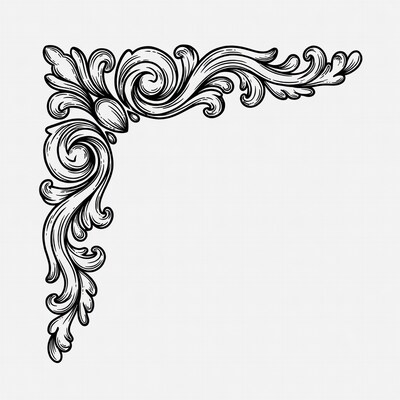 Ornate Black Corner Border Illustration