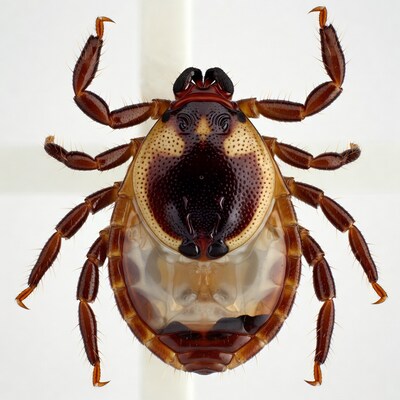 Reddish Tick on White Background