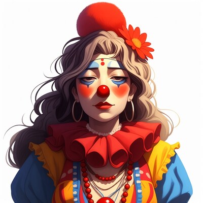 Blonde Clown Woman Illustration
