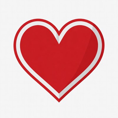 Red heart with white outline