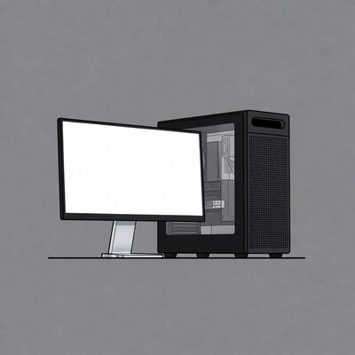 Desktop Computer and Monitor Illustration