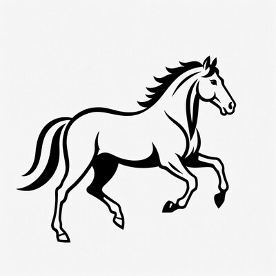 Black silhouette horse galloping