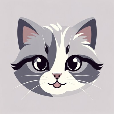 Cute gray cat illustration
