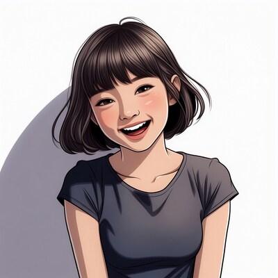 Smiling Asian girl illustration