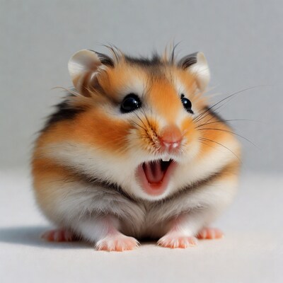 Cute hamster yawning wide