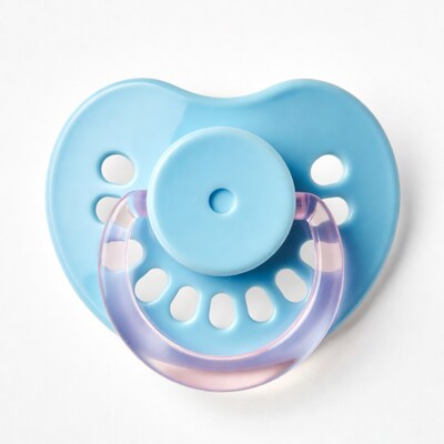 Blue Baby Pacifier on White Background