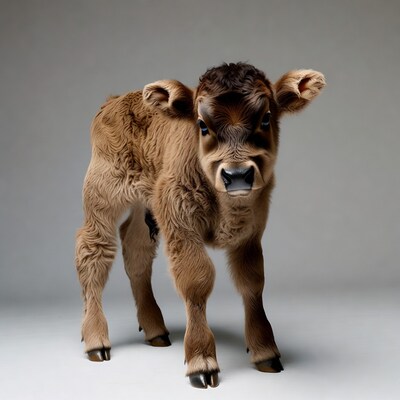 Cute brown calf standing