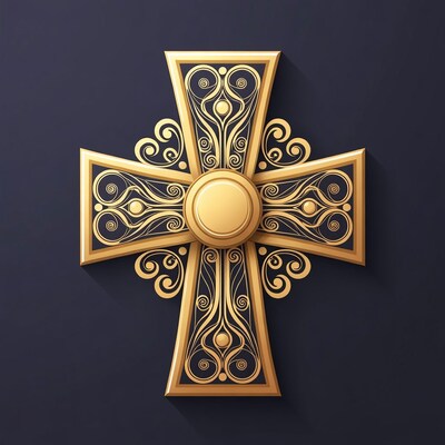 Ornate Golden Cross Illustration