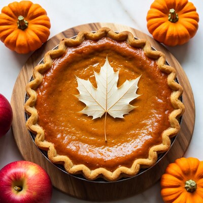 Pumpkin Pie with Maple Leaf