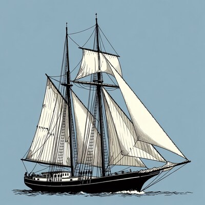 Sailing Ship with Full Sails