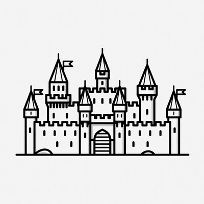 Line Art Castle Illustration